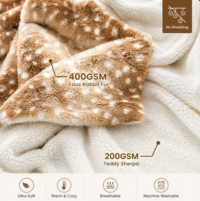 Viral Deer Print Fawn Plush Blanket